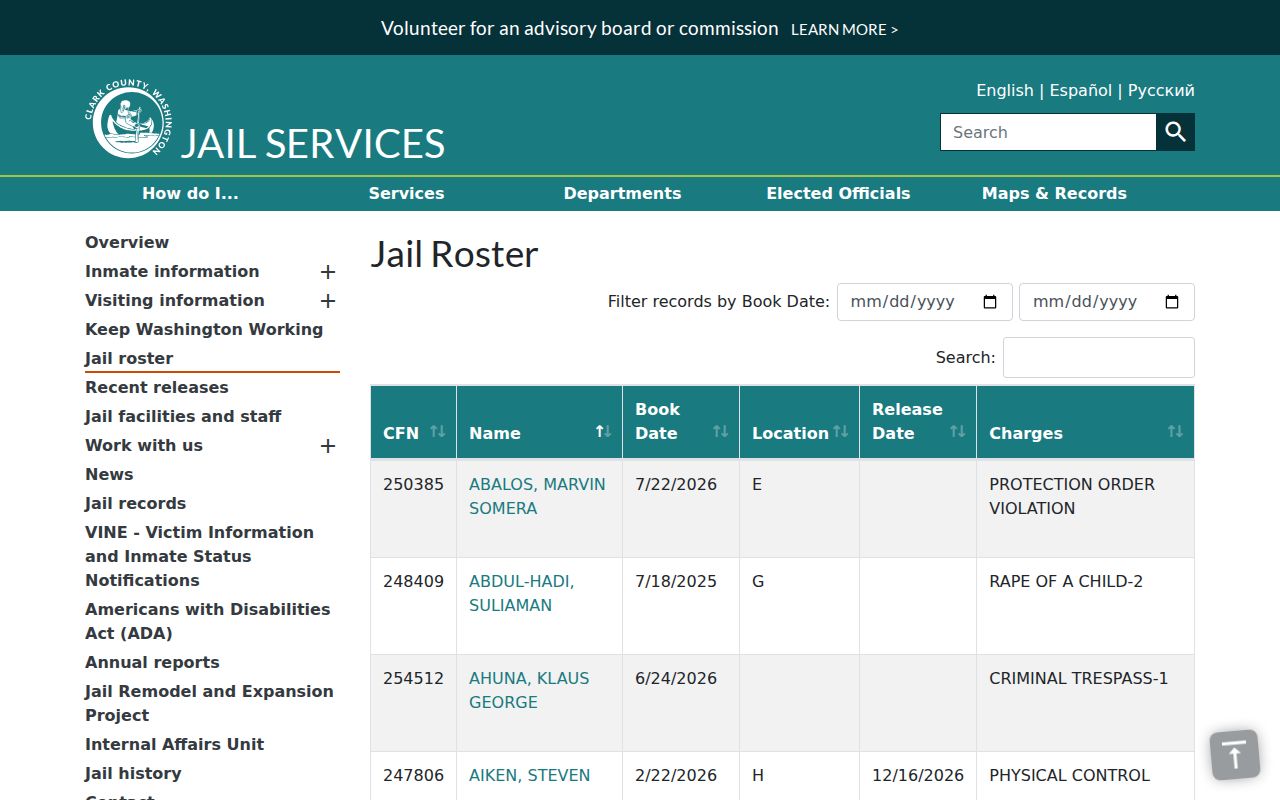 Battle Ground people search in Clark County jail records