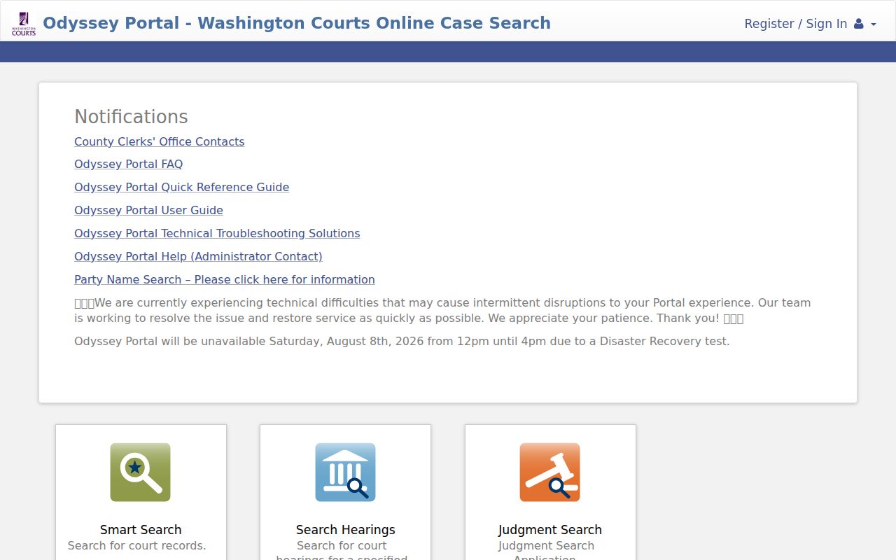 Battle Ground public records search in Washington Odyssey Portal