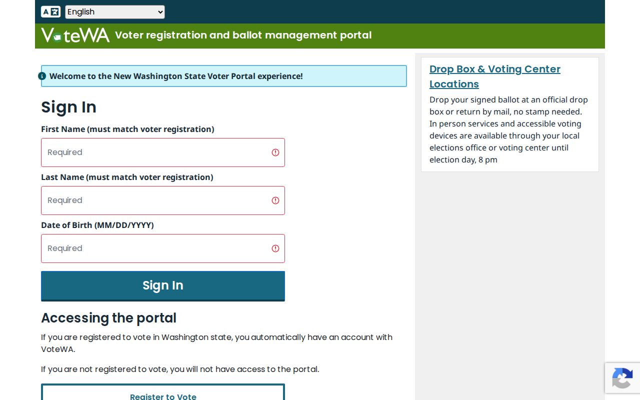 Battle Ground voter registration VoteWA lookup fields